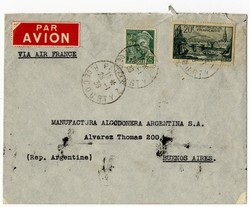 Frankreich, 28.1.1939, Brief, Luftpost von Pars nach Buenos Aires, ...