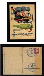 1953 München "Deutsche Verkehrsausstellung" farbige Postkarte mit ...