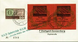 Bundesrepublik 14.5.1966 Raketenpost. Souvenirbeleg mit komplettem ...