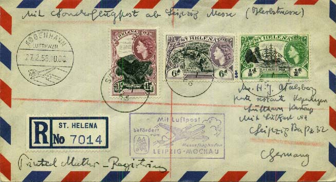 Leipzig spring fair 1956 special fair air mail service, mail from St. ...