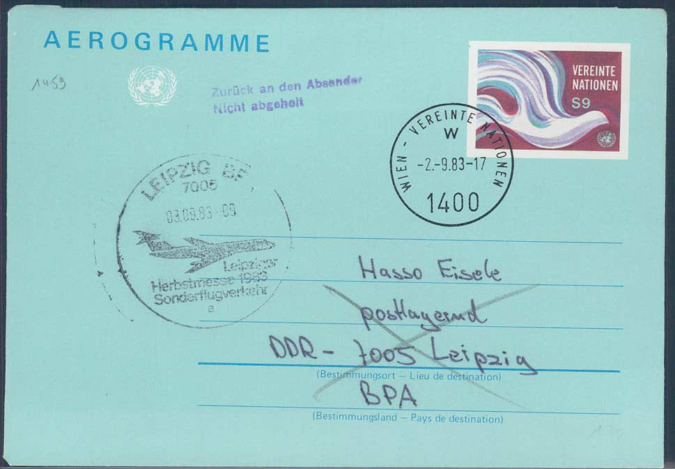Leipziger Herbstmesse 1983. Messesonderflugverkehr, Zuleitung UNO ...