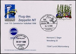 Luftschiff Zeppelin NT, 26.09.1998, Flug zum 180. Geburtstag des ...