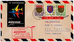 09.03.1960 - Lufthansa Erstflugbrief Hamburg-New York, Zuleitungspost ...
