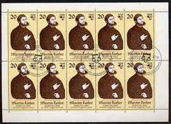 Martin Luther Kleinbogen mit Ersttagsstempel und Plattenfehler 2755 I