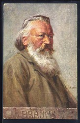 Künstlerkarte Portrait Brahms, signiert: Eichorn, Karte mit ...