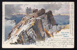 8100 Zugspitze. Farblithographie mit Ansicht Münchner ...