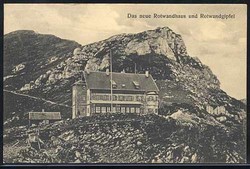 8100 München. Farblichtdruck mit Ansicht Rotwandhaus+Rotwandgipfel. ...