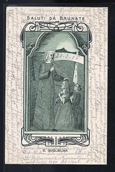 Lithographie+Künstlerkarte im Jugendstil mit Ansicht Heilige ...