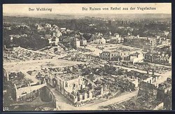 Rethel, Gesamtansicht Luftaufnahme Zerstörung im I. WK, Lichtdruck ...