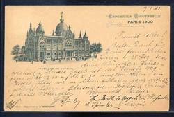 Lithogrpahie mit Ansicht Pavillion Italien. Karte mit Briefmarke 1901 ...