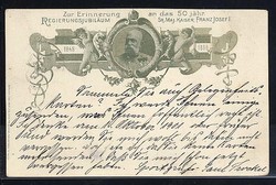 Erinnerungskarte zum 50. Jubiläum Kaiser Franz Joseph, Porträt und ...