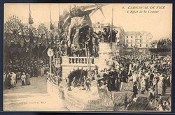 NIce. Lichtdruck mit Ansicht Karnevalsumzug. Zustand II