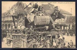 NIce. Lichtdruck mit Ansicht Karnevalsumzug. Zustand II