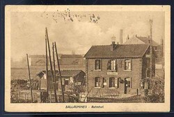 Sallaumines. Farblichtdruck mit Ansicht Bahnhof. Karte mit Feldpost ...