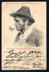 Künstlerkarte mit Ansicht "Portraits Südtiroler Bauern". Karte mit ...