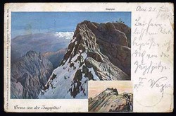 Gruss von der Zugspitze. Farblithographie mit Panorama und ...