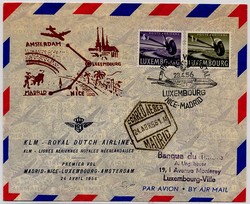 Beleg Luxemburg, , Erstflug.  Details und Erhaltung siehe Abbildung. 