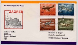 Beleg Jugoslawien, Zensur.  Motiv: Luftfahrt,Flugpost,Lufthansa.  ...