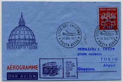 Ganzsache Vatikanstaat, Erstflug.  Motiv: Luftfahrt,Flugpost ...