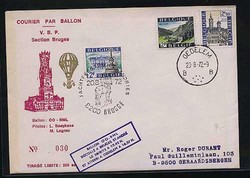 Beleg Belgien, , Ballonpost.  Motiv: Luftfahrt,Ballon,Ballonnpost.  ...