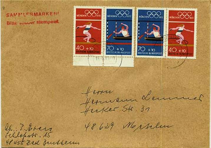 Beleg Bundesrepublik Deutschland, , .  Motiv: Sport u. Spiel ...
