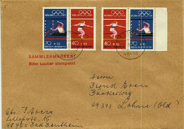 Beleg Bundesrepublik Deutschland, , .  Motiv: Sport u. Spiel ...