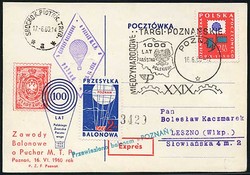 Beleg Polen, , Ballonpost.  Motiv: Luftfahrt,Ballon,Ballonnpost.  ...