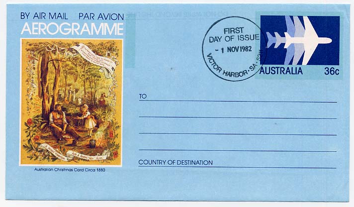 Ganzsache Australien, Ersttagsbrief.  Motiv: Ansichtskarten ...