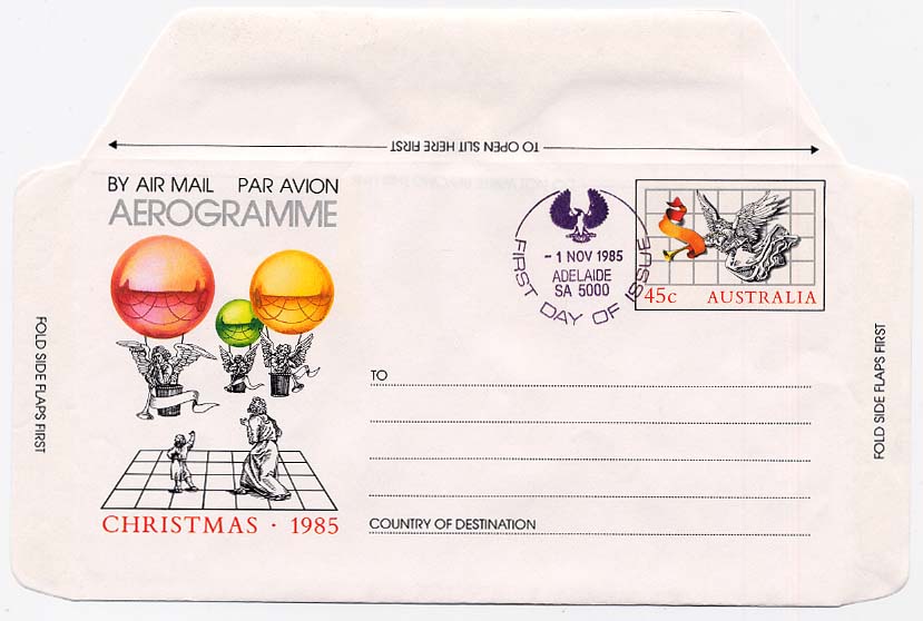 Ganzsache Australien, Ersttagsbrief.  Motiv: Ansichtskarten ...