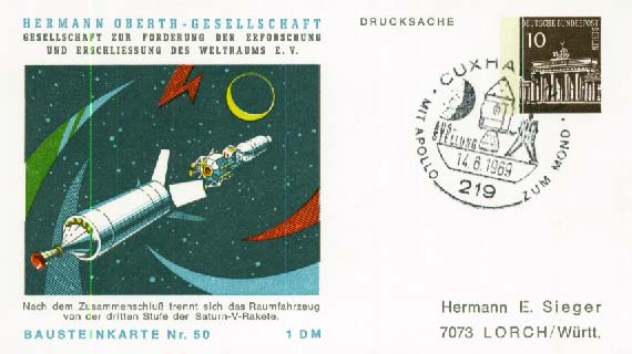 Privatganzsache Berlin, .  Motiv: Weltraum,Raumfahrt,Apollo.  Details ...