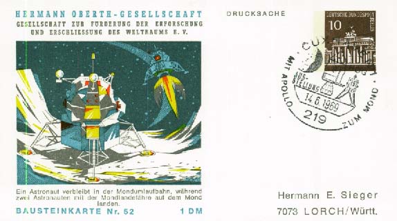 Privatganzsache Berlin, .  Motiv: Weltraum,Raumfahrt,Apollo.  Details ...