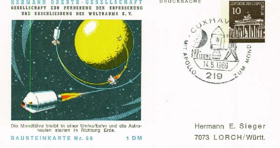 Privatganzsache Berlin, .  Motiv: Weltraum,Raumfahrt,Apollo.  Details ...