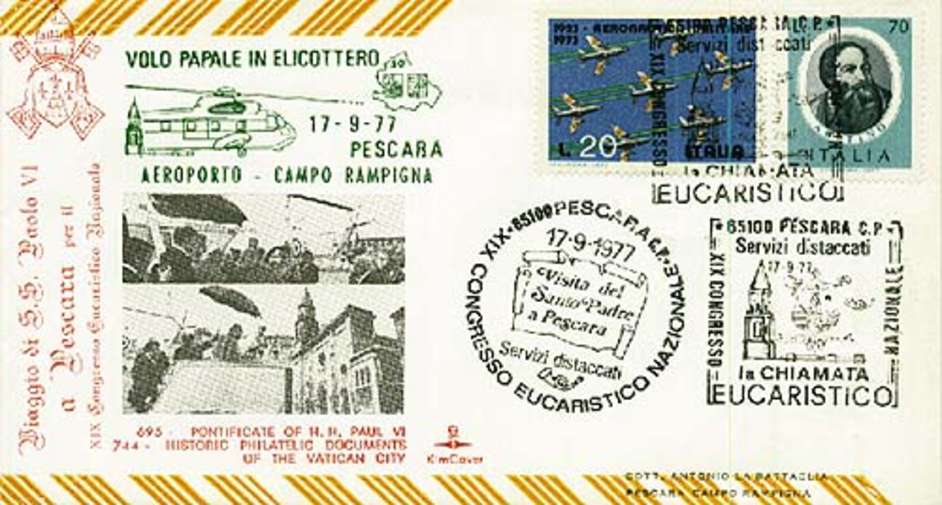 Beleg Italien, , Luftpost.  Motiv: Luftfahrt,Hubschrauber ...