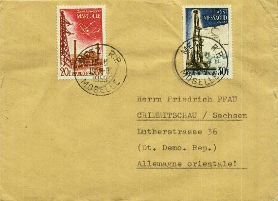 Beleg Frankreich, .  Motiv: Industrie und Wirtschaft,Kommunikation ...