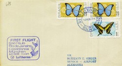 Beleg Brasilien, , Erstflug.  Motiv: Tiere,Insekten,Schmetterlinge.  ...