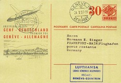 Privatganzsache Schweiz, .  Motiv: Luftfahrt,Flugpost,Lufthansa.  ...
