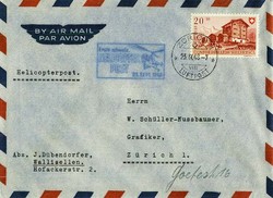 Beleg Schweiz, , Erstflug.  Motiv: Luftfahrt,Hubschrauber,zivil.  ...