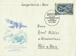 Beleg Schweiz, , Ersttagsbrief.  Motiv: Luftfahrt,Flug Ereignisse,- ...