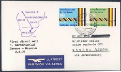 Beleg UNO Genf, , Ersttagsbrief.  Motiv: Luftfahrt,Flugpost,Swiss Air ...