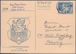 DDR Privatganzsache in die Schweiz geschickt. Details siehe Abbildung