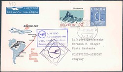 Lufthansa Erstflugbeleg 1966. Details siehe Abbildung.
