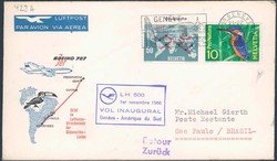 Lufthansa Erstflugbeleg 1966. Details siehe Abbildung.