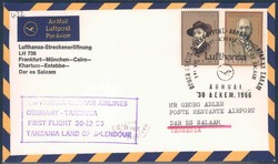 Lufthansa Erstflugbeleg 1966. Details siehe Abbildung.