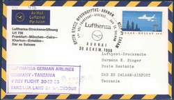 Lufthansa Erstflugbeleg 1966. Details siehe Abbildung.