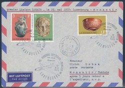 Luxair Erstflugbeleg 1972. Details siehe Abbildung.