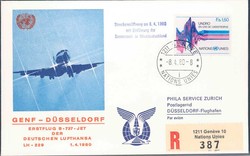 Beleg UNO Genf, , Erstflug.  Motiv: Luftfahrt,Flugpost,Swiss Air.  ...