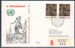 Beleg UNO Genf, , Erstflug.  Motiv: Luftfahrt,Flugpost,Swiss Air.  ...