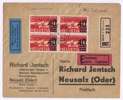 1937, 28.6., Switzerland, registered express airmail cover from ...