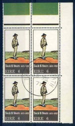 Irland. Viererblock, Stempel und Zähnung siehe Abbildung.