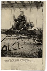 "Aérodrome de Kiewet-Hasselt.", Jules de Laminne auf seinem Farman ...